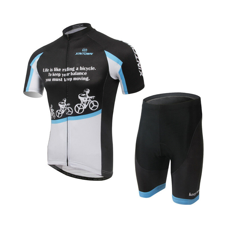 XINTOWN Komplet Koszulka z Kolarzami Białe Czarne Lato Ropa Ciclismo Górna Dolna Mężczyźni Jazda na Rowerze Odzież Spódnice
