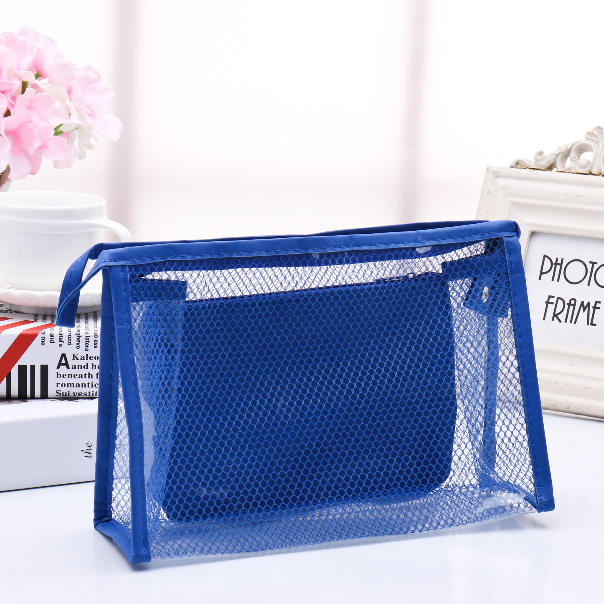 Image of Honana BX-112 Wasserdichte PVC-Kosmetik Taschen Zweiteiliger Anzug Netz Reise Make-up Transparente Tasche