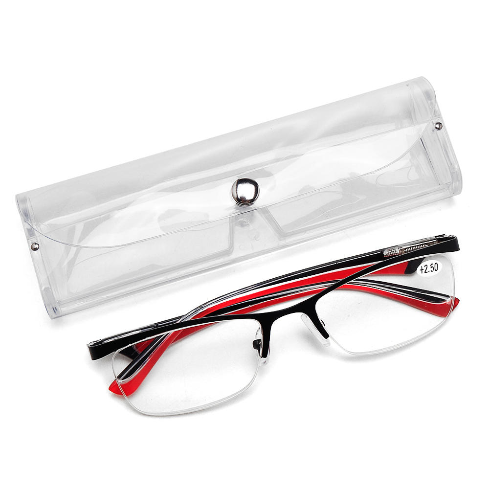 Mannen Vrouwen Retro Ronde Half-Frame Lezers Leesbril Stijlvolle Computerbril met Etui