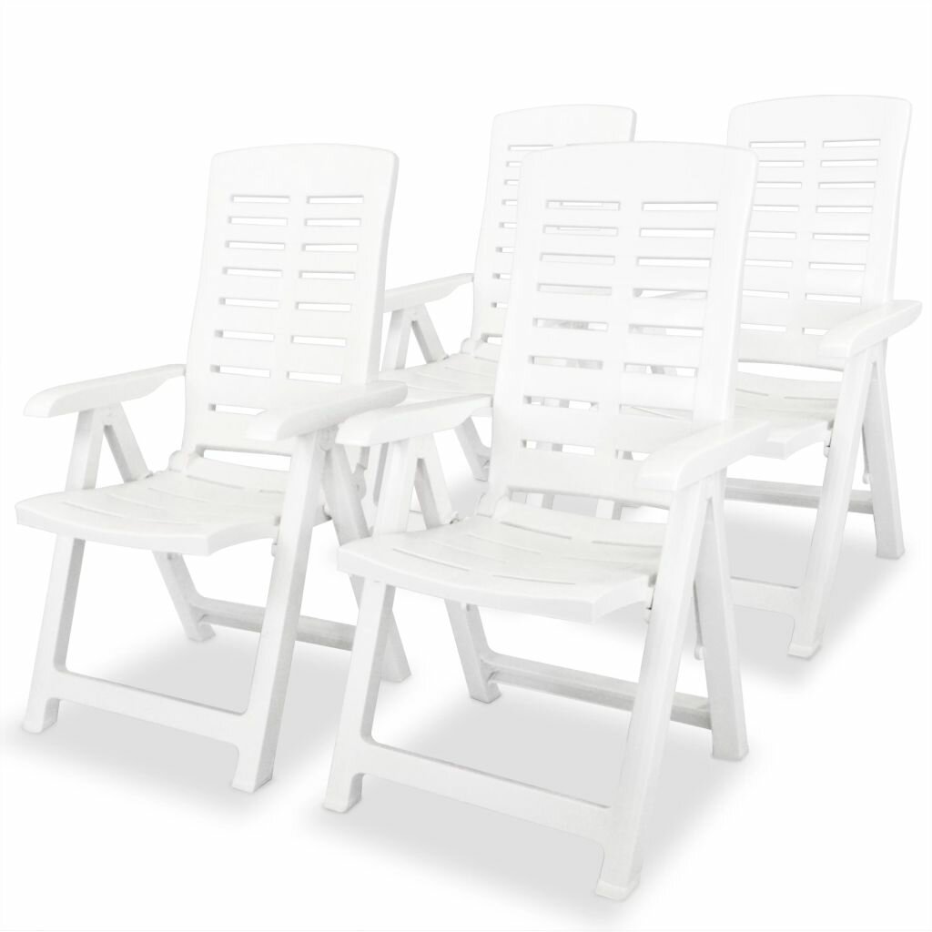 

Reclining Garden Chairs 4 pcs Plastic White