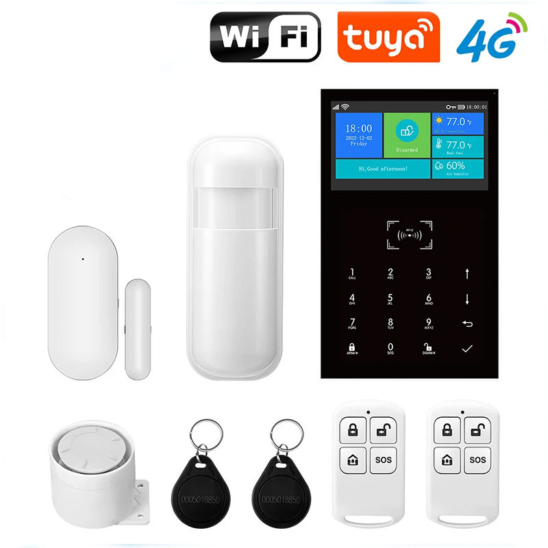 

PGST PG-109 4G Smart Home Anti-theft System Wireless GSM WiFi Large Screen Touchpad Tuya APP Control Remote Intercom SOS