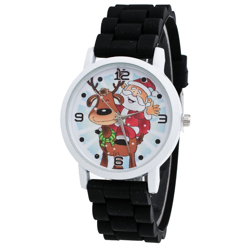 Cartoon kerstman en rendieren patroon siliconen band horloge schattig kind horloge mode kinderen qua