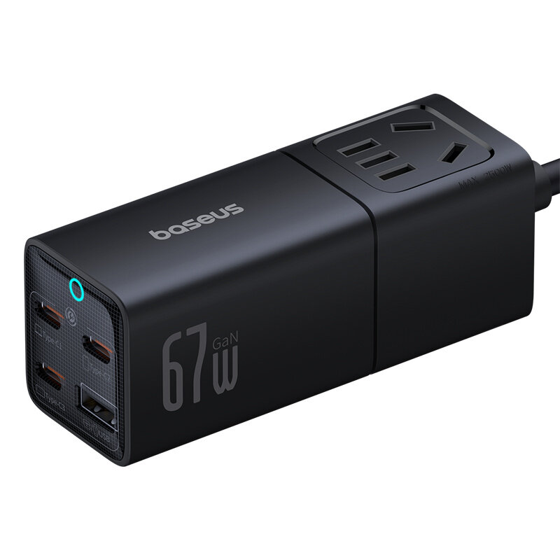 

[GaN Tech] Baseus CCGAN67C6-S 67W 4-Port USB PD Charger with 1AC USB-A+3USB-C Fast Charging Detachable Desktop Charging