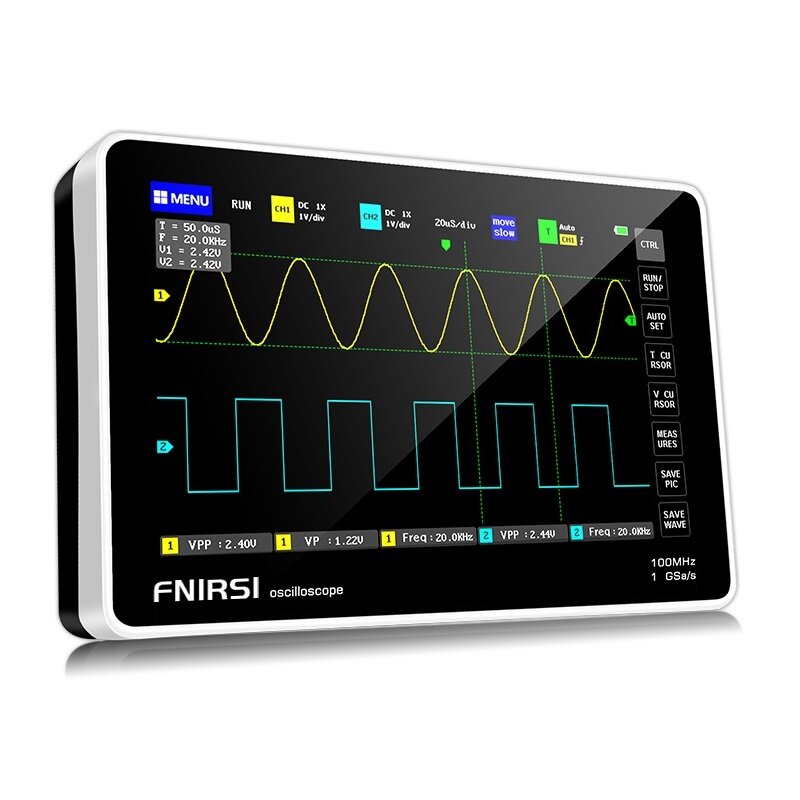 FNIRSI 1013D 7－inch Digital 2 Channels Tablet Oscilloscope 100M Bandwidth 1GS／s Sampling Rate 800x480 Resolution Capacitor Screen Touch ＋ Gesture Operation Oscilloscopes