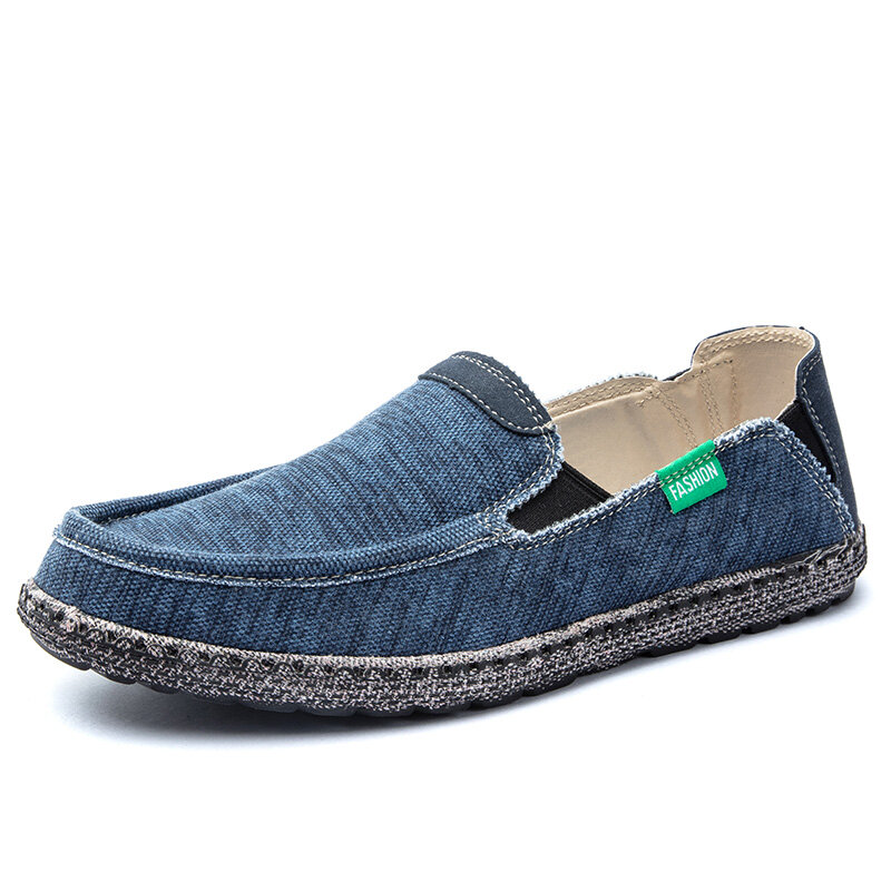 55% OFF on Men Washed Canvas Comfy Breathable Slip On Casual Shoes