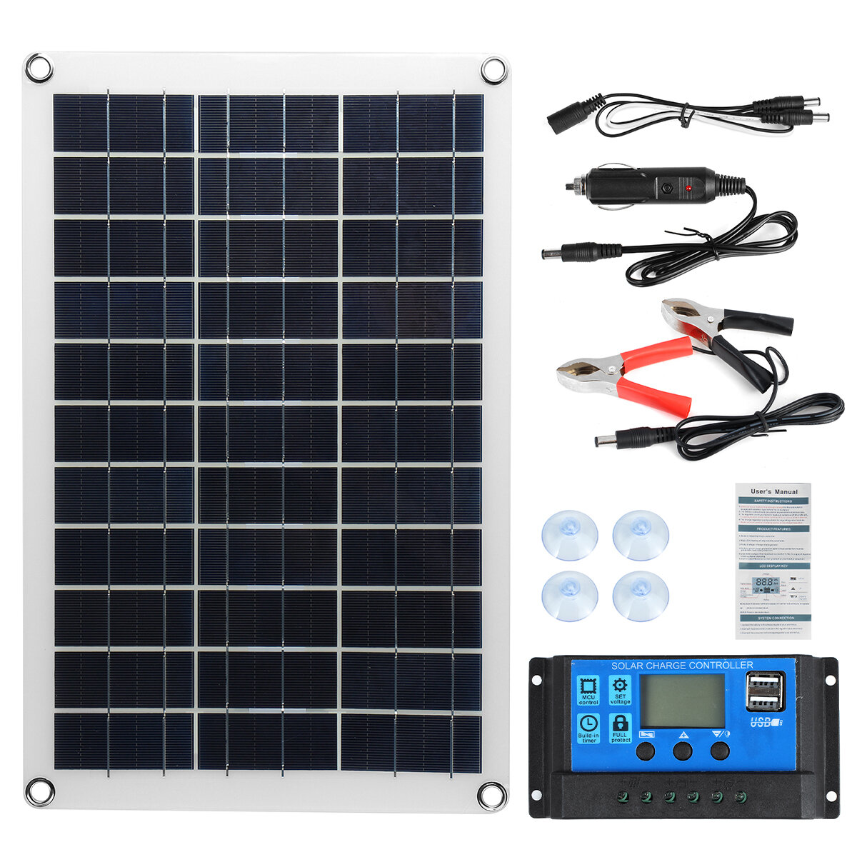 100W 120W 290W Flexible Solar Panel Kit MPPT PWM Controller+USB 12V Charger