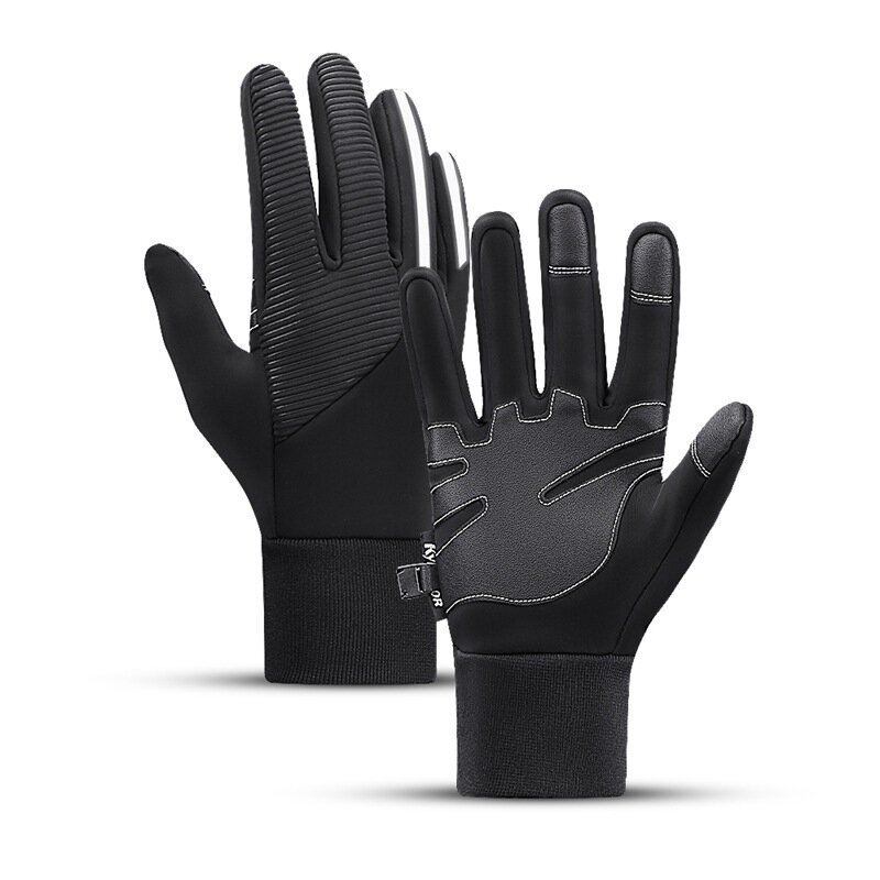 

KYCILOR Full Finger Bike Gloves Touch Screen Cycling Winter Warm Fleece Leather Cycling Gloves for Men Women Skiing Hiki