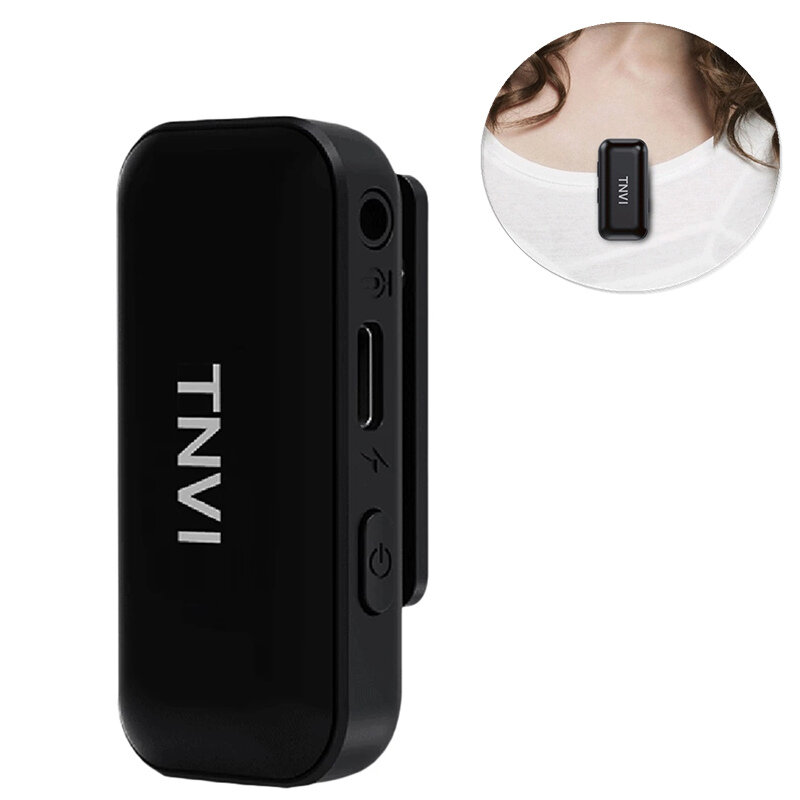 TNVI V3 Wireless Microphone System with Rechargeable Transmitter Reveiver Lapel Lavalier Microphone for Smartphone Compu