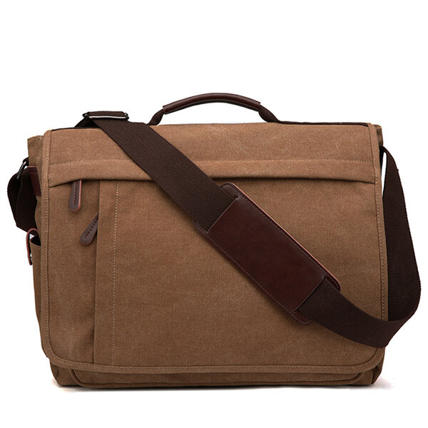 Large Capacity Canvas Business Laptop Bag Shoulder Bag Crossbody Bag For Men