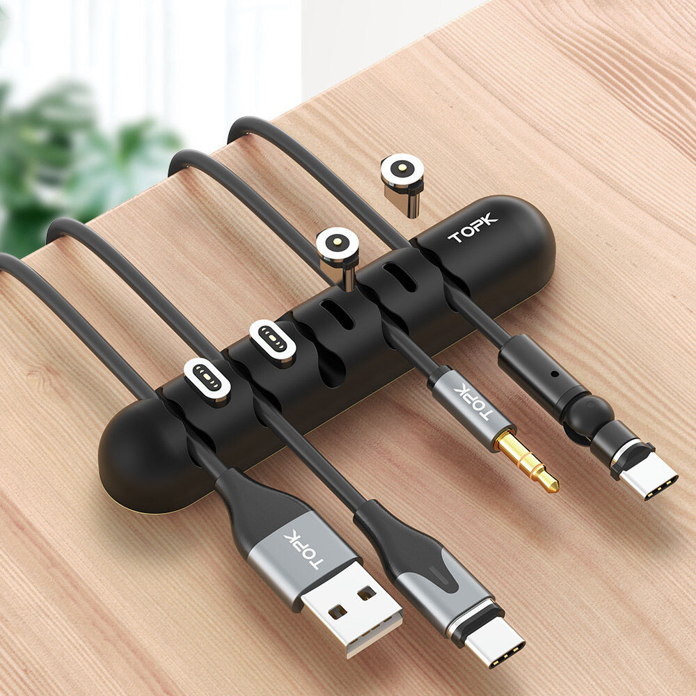 

TOPK L35 Desktop Tidy Management With Magnetic Plug Slot Cable Organizer Winder for Micro USB Type C for iPhone For Sams