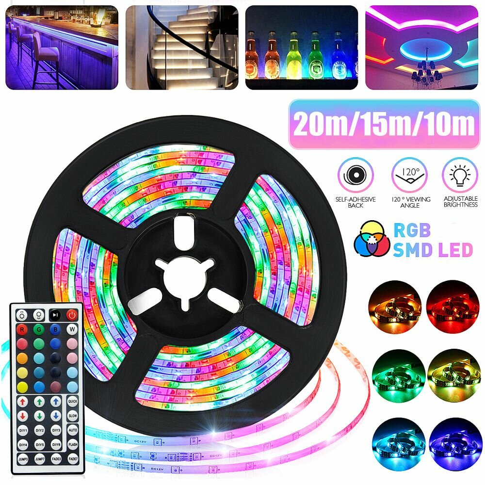 LED Strip Non-Waterproof 2A Power Supply 10/15/20m Double-Sided 35 Copper 12V 44 key Optional Plug Multi-specification L