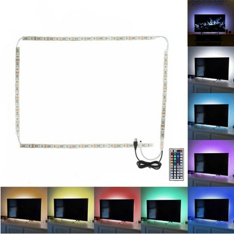 2*50cm+2*100cm USB LED Strip Light TV Backlight 5050 RGB Color Changing Lamp+24Keys/44Keys Remote Co