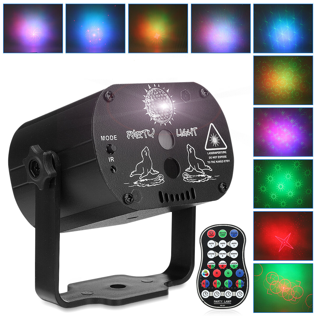 RGB LED الصوت المنشط المرحلة الإضاءة جهاز عرض ليزر ديسكو DJ نادي مصباح الحفلة