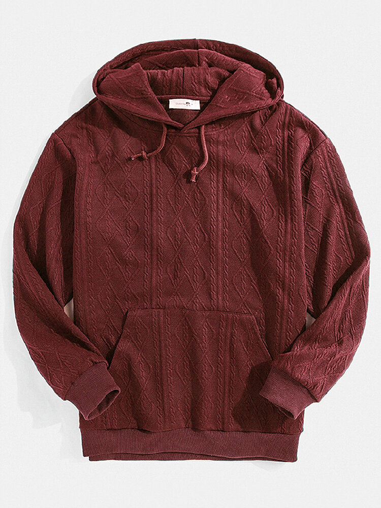 

Mens Thread Designer Solid Color Pullover Hoodies With Kangaroo Pocket