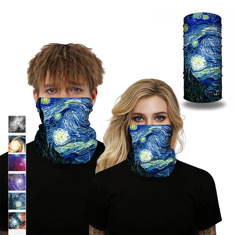Basic Unisex 25x50cm Multifunction Polyester Starry Sky Digital Printed Headscarf Wind-proof Dust-pr