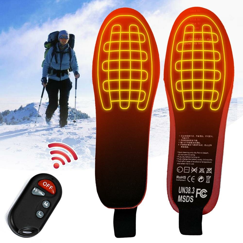 TENGOO USB Heated Shoe Insoles Remote Control 3.7V 2100MA Heating Insoles Rechargeable Electric Heated Insoles Warm Sock Pad Mat