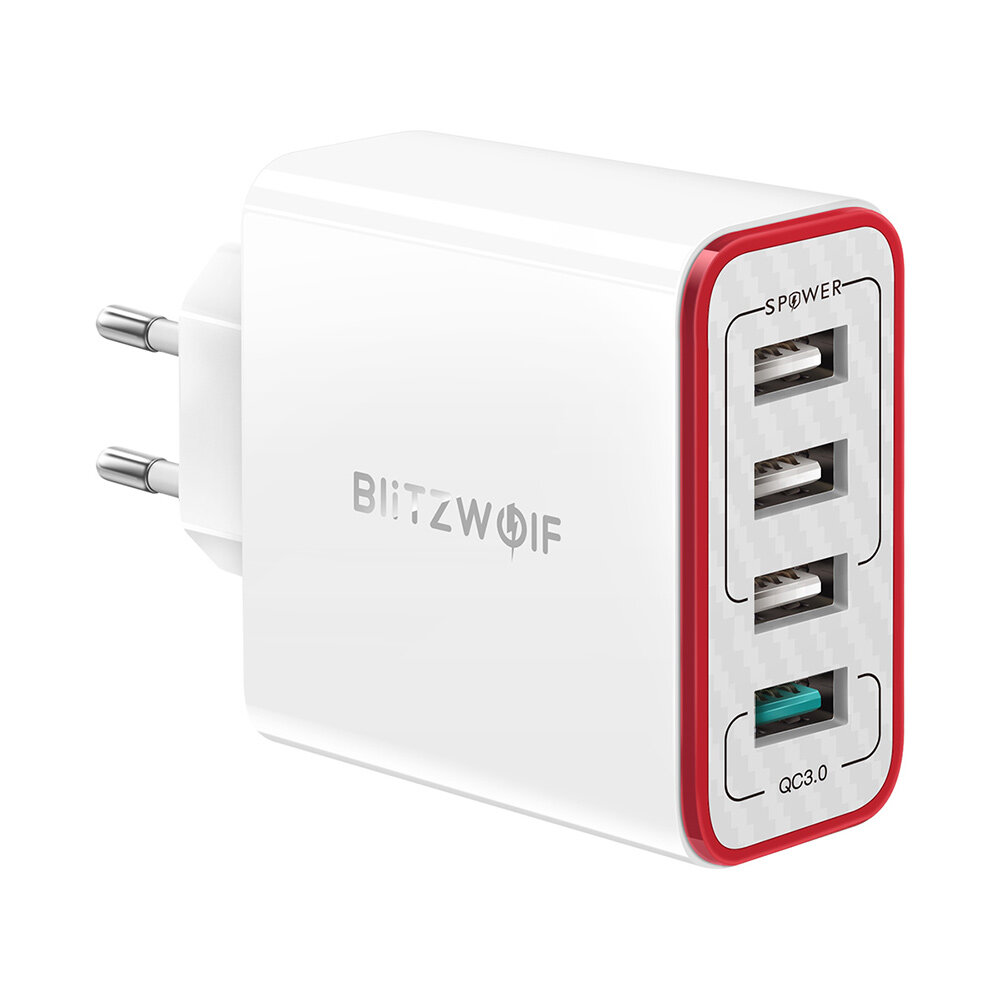 BlitzWolf® BW-PL5 30W QC3.0 Fast Charging 2.4A 4-Ports USB Charger EU Plug