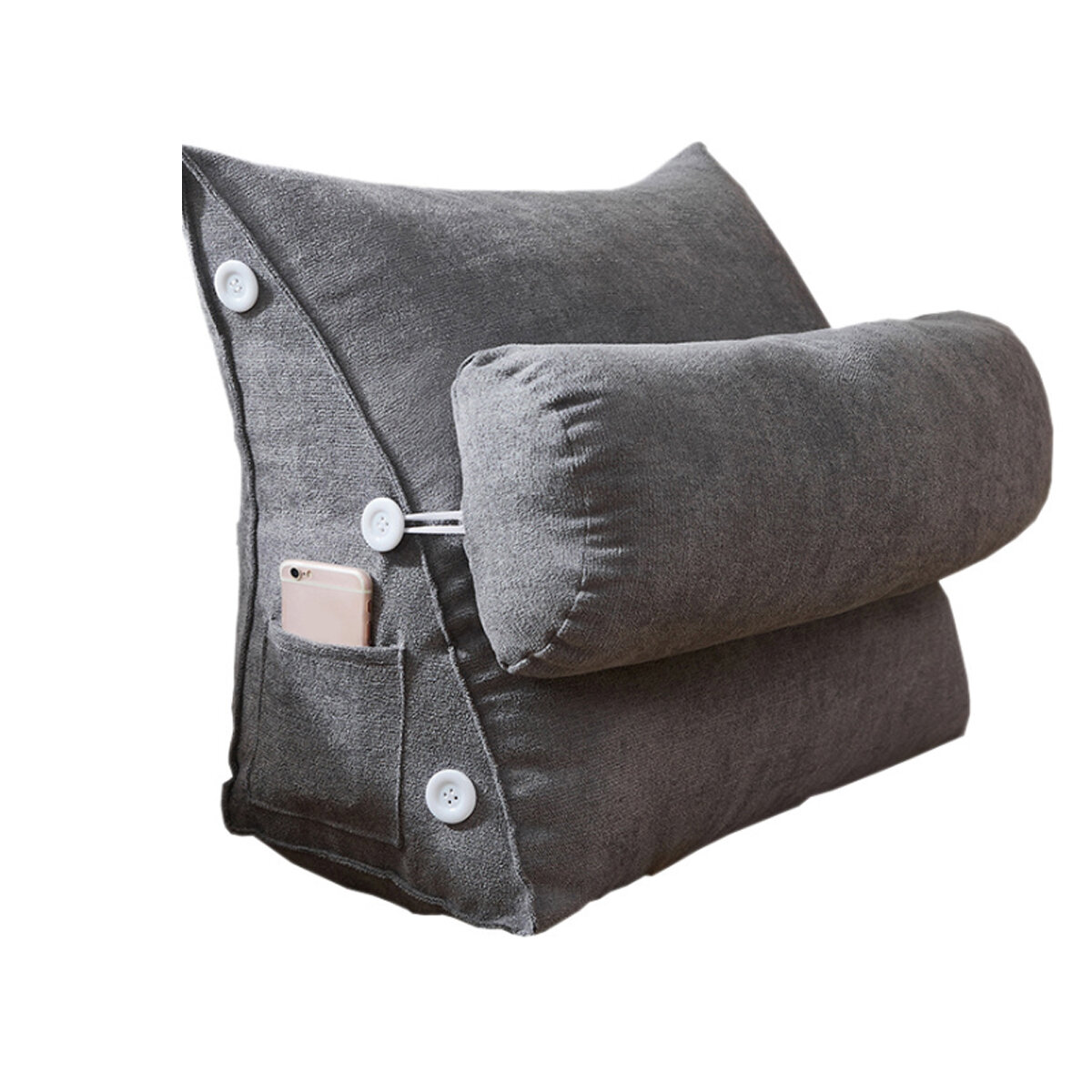 

Adjustable Back Wedge Cushion Pillow Triangle Rest Reading Pillow Lumbar Office Cushion with Pocket for Home Sofa Bed