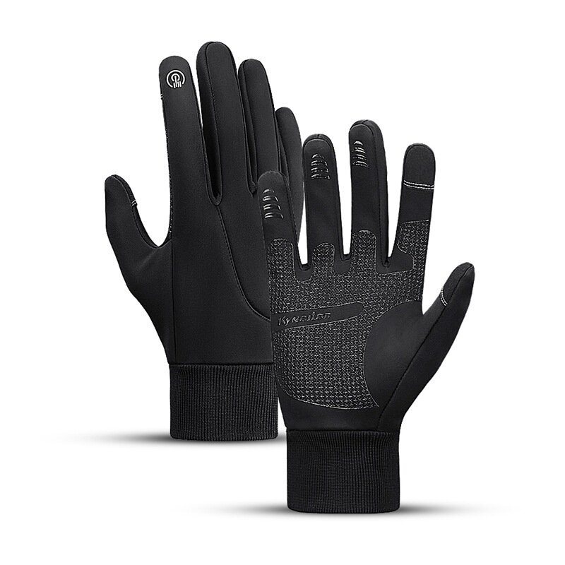 

KYCILOR Fleece Touchscreen Bike Golves Leather Full Finger Sports Gloves Waterproof Windproof for Outdoor Sport Skiing H