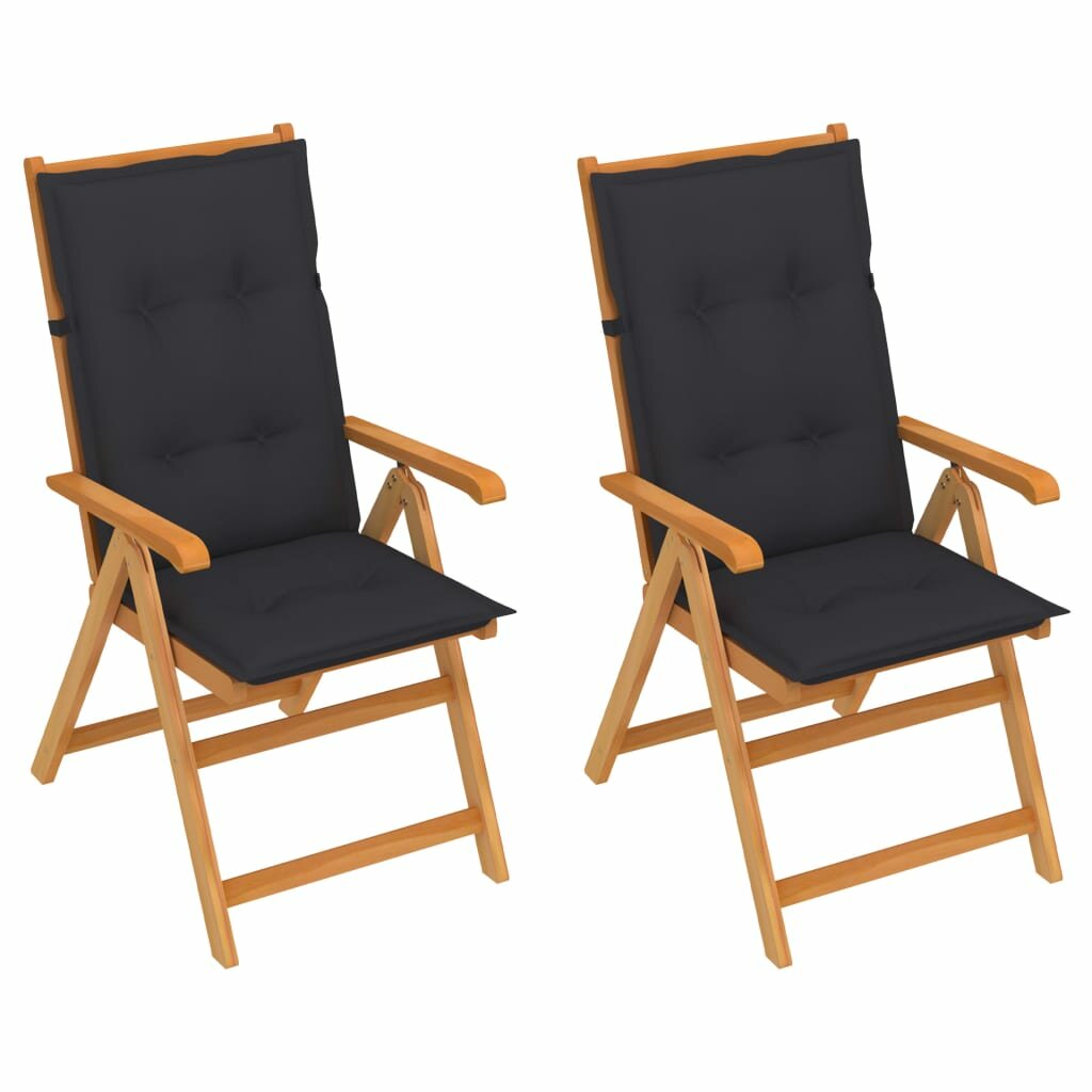 

Garden Chairs 2 pcs with Anthracite Cushions Solid Teak Wood