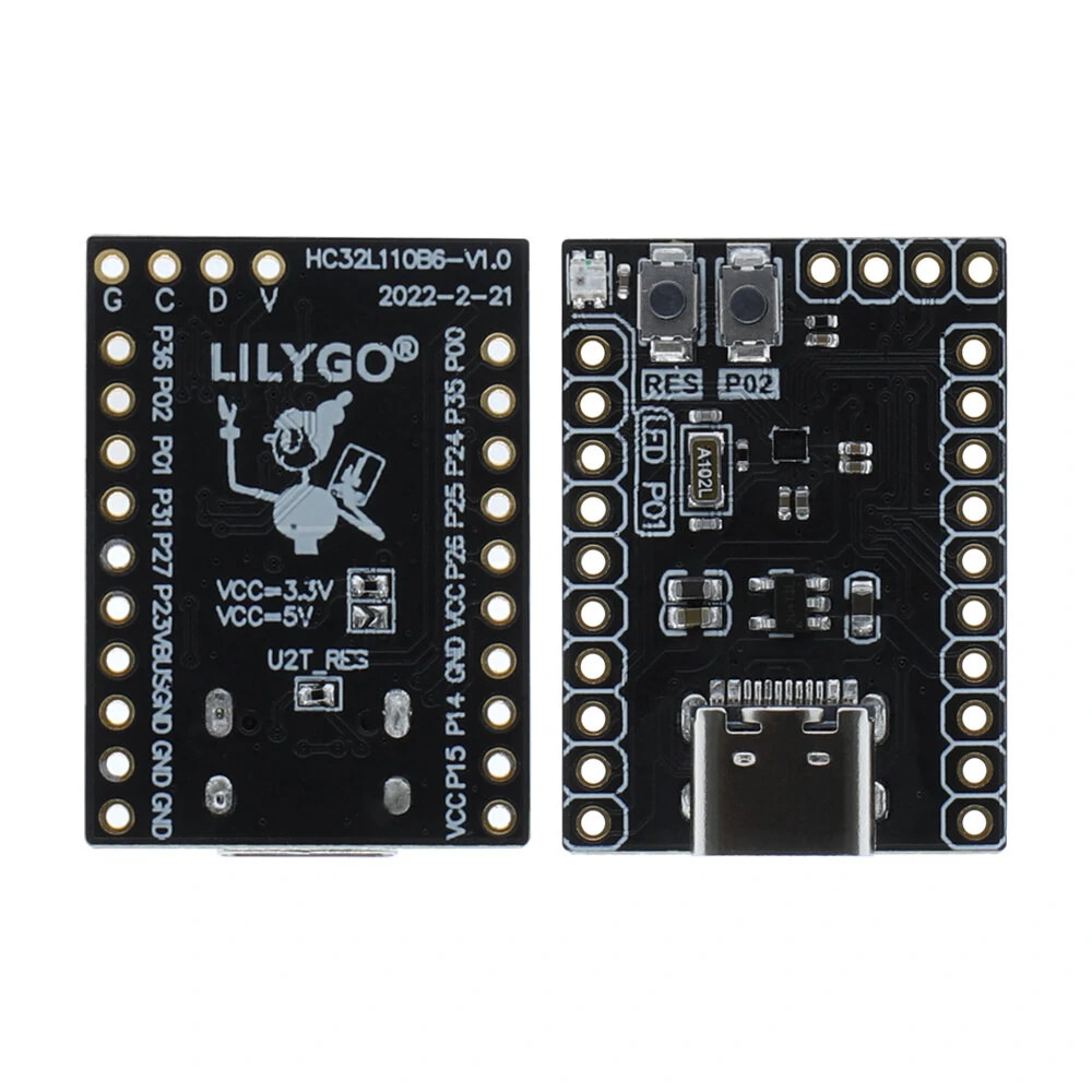 Lilygo® t-hc32 hc32l110b6 smallest size mcu ultra-low power flexible power management ws2812 for keil & iar software support c