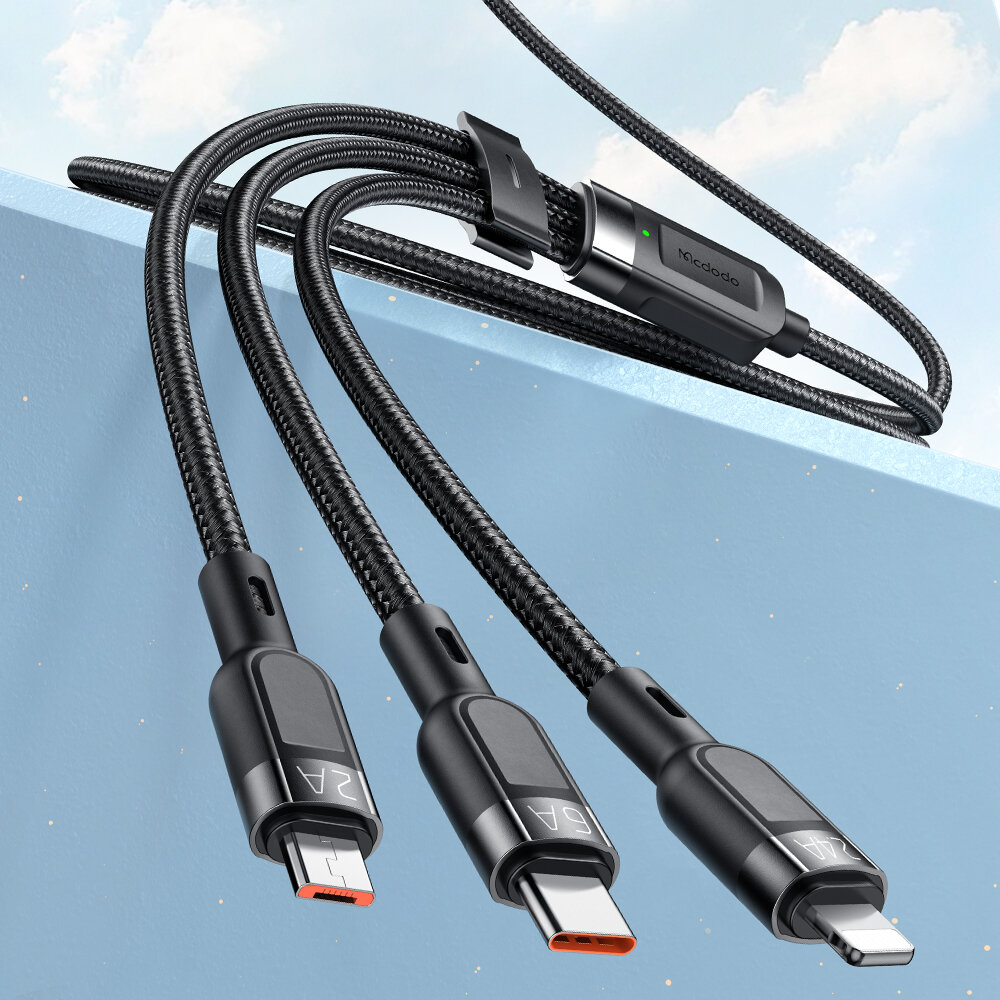 MCDODO 3-In-1 66W Super Charge Data Cable Data Transmission Cord Line 1.2m long Compatible with Huawei SCP/FCP OPPO Supe