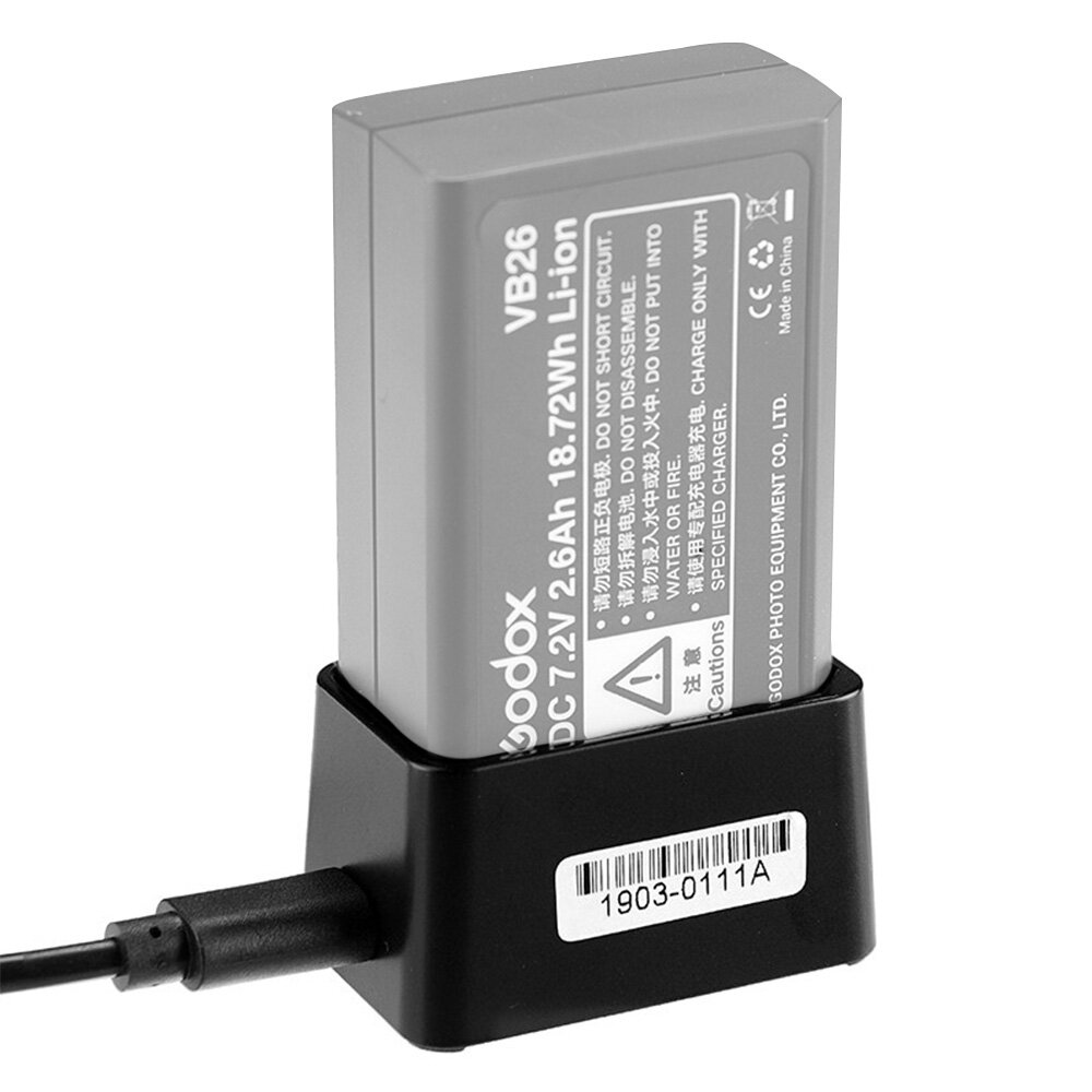 

Godox VC26 USB Battery Charger DC 5V Input DC 8.4V Output Round Head Flash Battery Charger for V1 Speedlight Flash