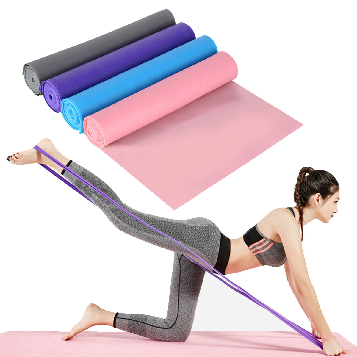 1.5M Anti-slip Yoga Stretch Elastic Strap Pilates Resistance Band Home Fitness Gym Exercise Tools