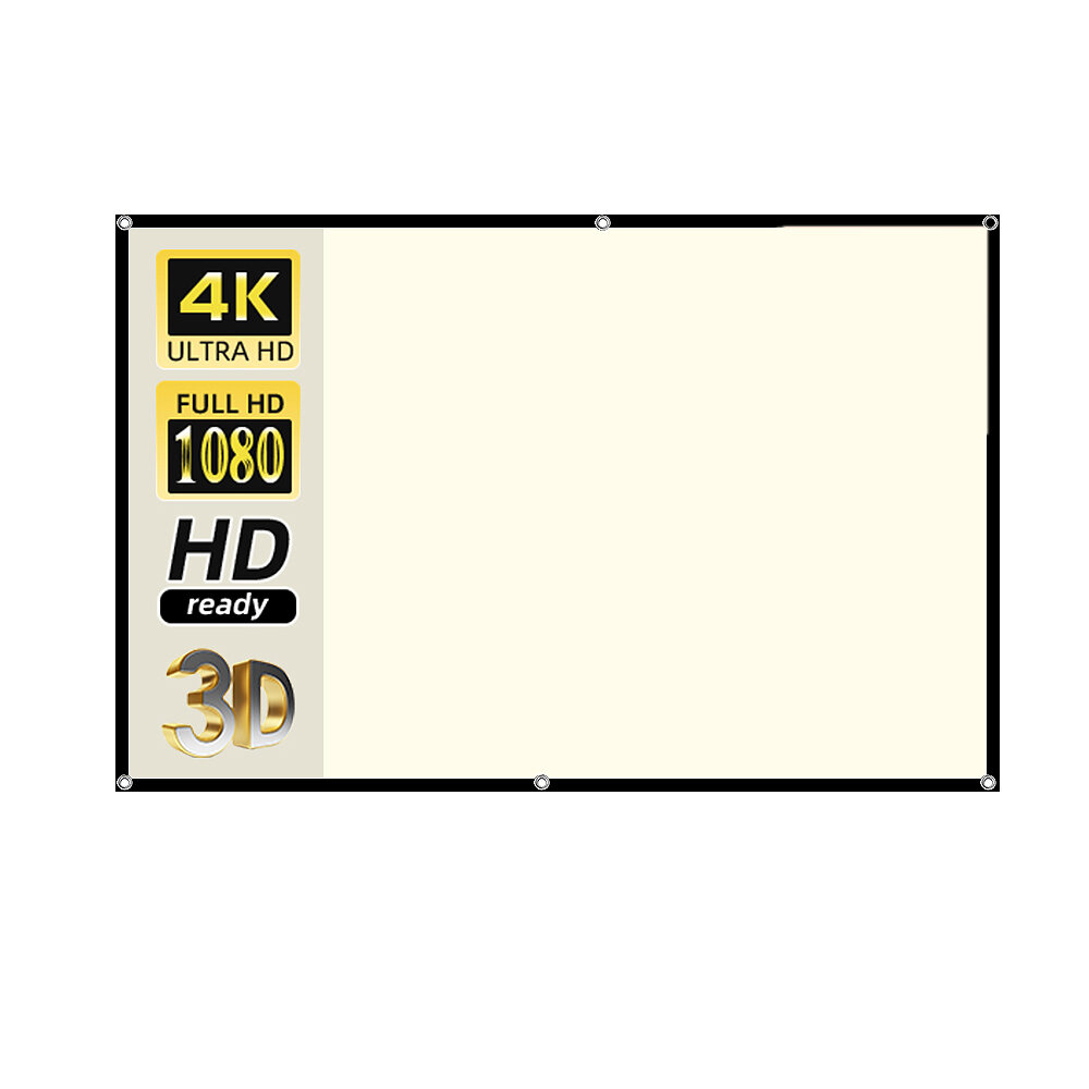 

VEIDADZ Настенный монтаж Проектор Экран 4K HD Противосветлый белый сетчатый экран 84 дюйма, угол обзора 160°, полный обз