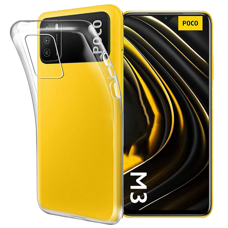 Bakeey for POCO M3 Case Crystal Clear Transparent Ultra-Thin Non-Yellow Soft TPU Protective Case