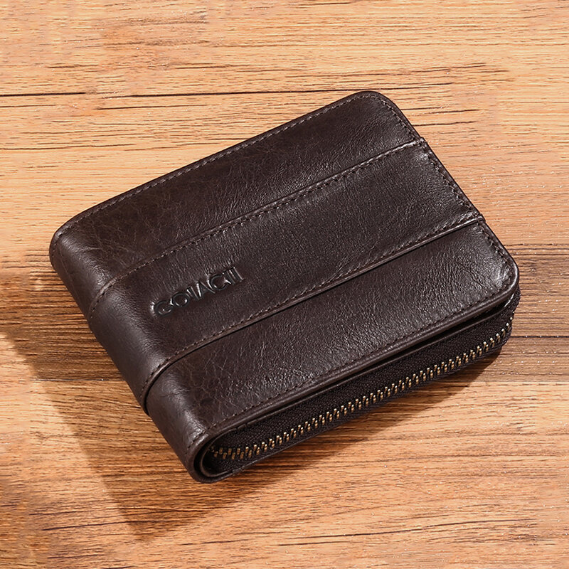 

Men Genuine Leather RFID Anti-theft Multi-slot License Card Case Card Holder Wallet