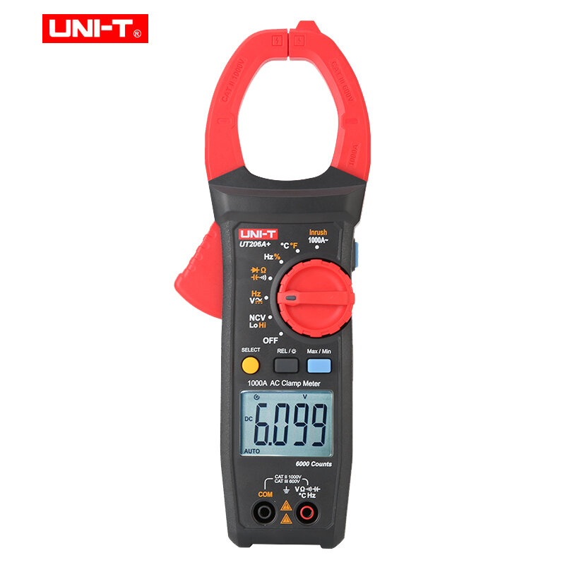 

UNI-T Digital Clamp Meter UT206A+ 1000V AC DC Voltage 1000A Current Auto Range Temp Resistance Multimeter Ammeter Tester