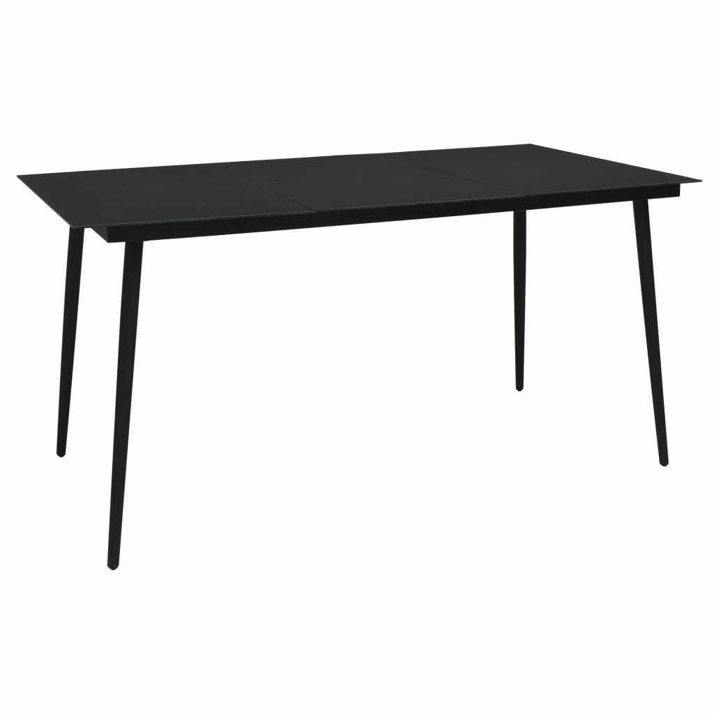 

Garden Dining Table Black 74.8"x35.4"x29.1" Steel and Glass