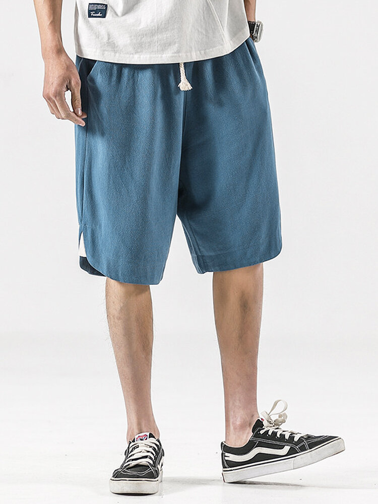 Image of Herren 100% Baumwolle Solid Color Casual Shorts