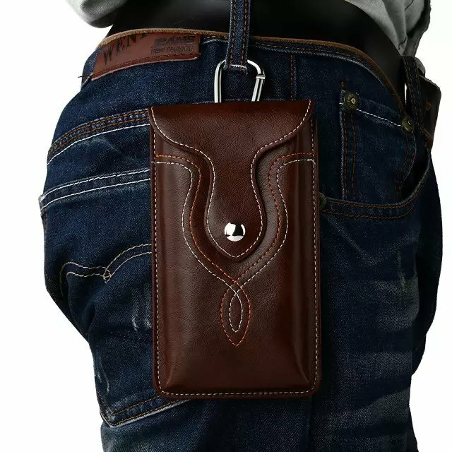

Bakeey Casual Vintage Bussiness Vertical PU Leather Mobile Phone Money Coin Hiking Sport Men Phone Bag Belt Waist Bag Si
