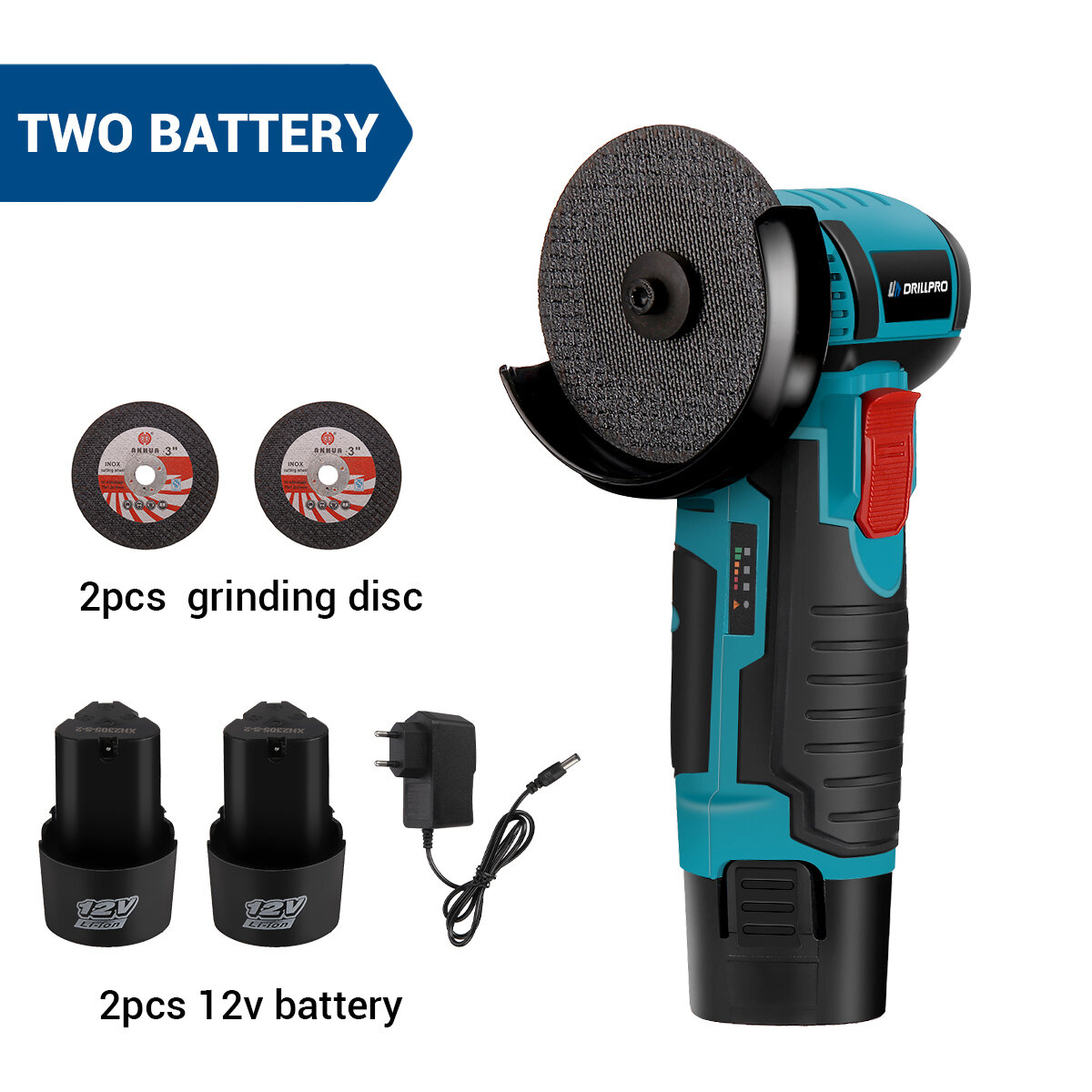 best price,12v,brushless,75mm,angle,grinder,with,2,batteries,coupon,price,discount
