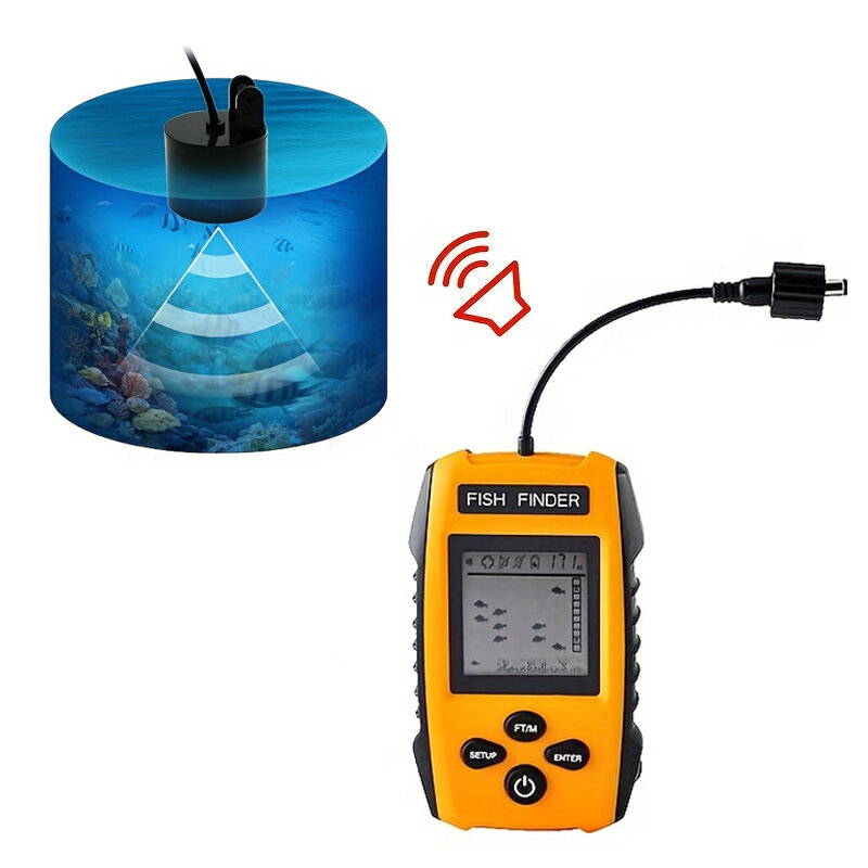 

TL88E Fish Finder 100M Portable Sonar Fish Finders 45 Degrees Sonar Coverage Echo Sounder Alarm Transducer Lake Sea Fish