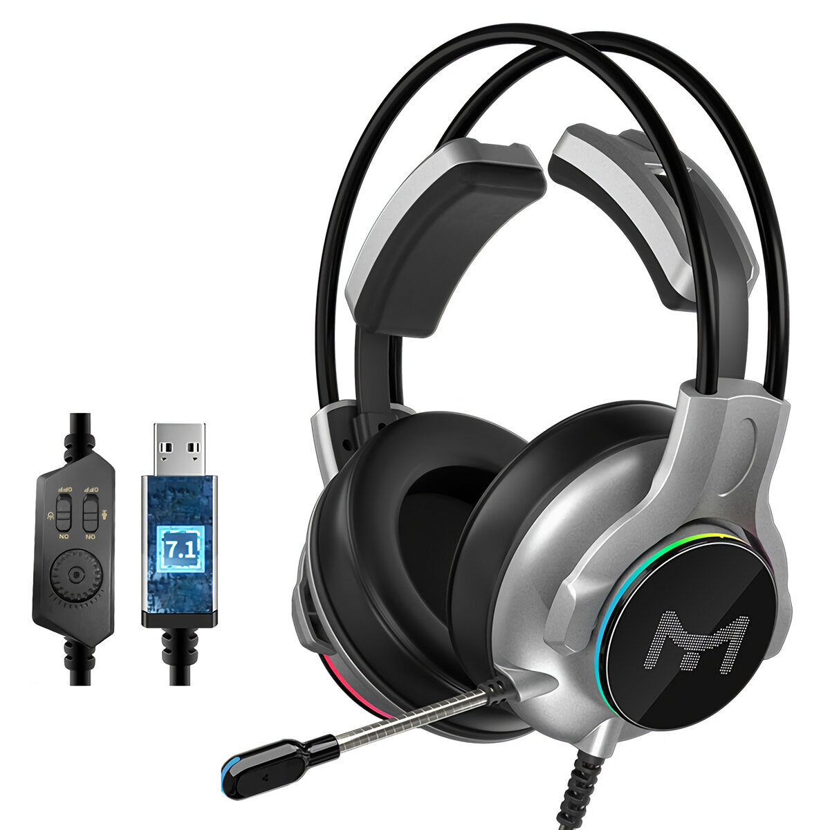 Heir Audio X10 Gaming Headset 7.1 Kanaals USB / Dual 3.5mm Bedrade LED Gaming Headset Bass Stereo Ge