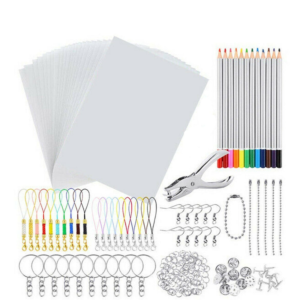DIY Krimpkous Plastic Sheet Kit Shrinky Art Paper Perforator Sleutelhangers Potloden Materialen