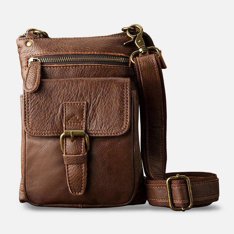 Ekphero Men Retro Multi-pocket Waist Bag Large Capacity 6.5 Inch Phone Bag Crossbody Shoulder Bags