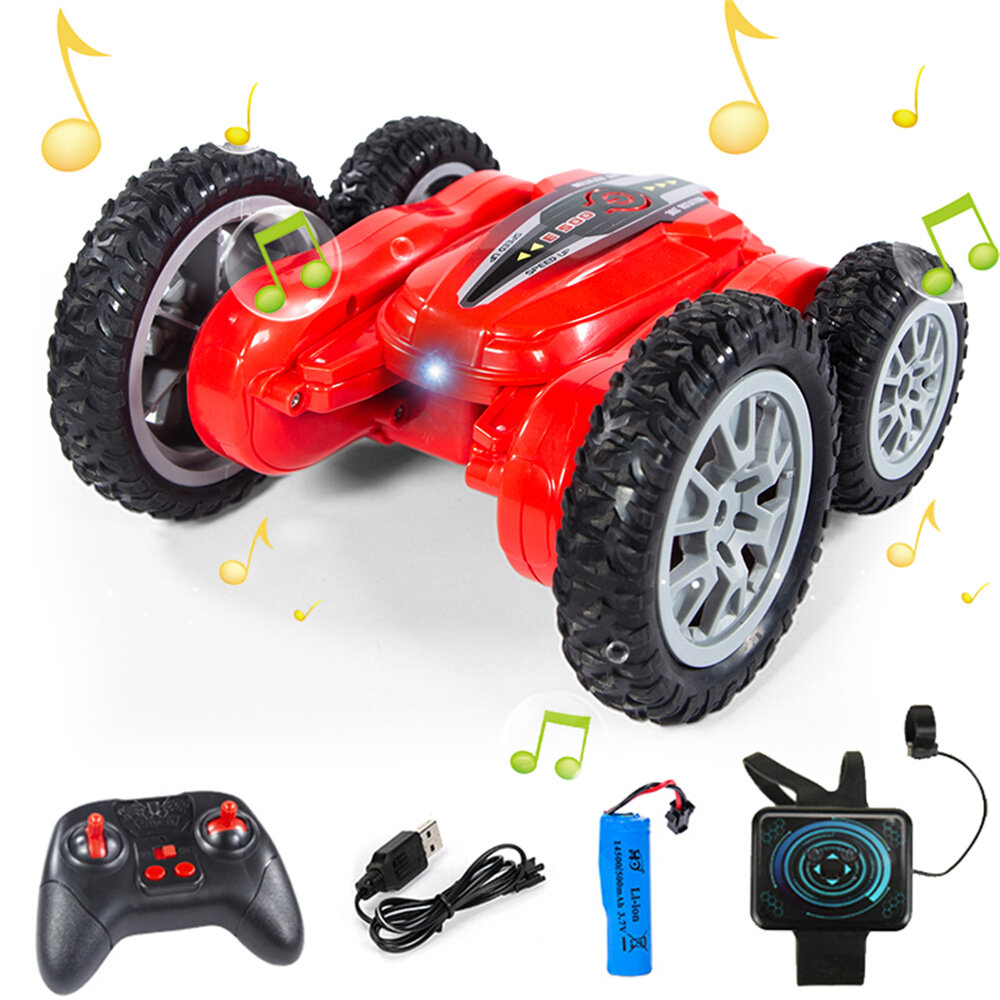 CV-E500-2 RC Stunt Car Watch Gravity Sensor Dual Remote Control LED Music 360° Rotating Kid Children Toys
