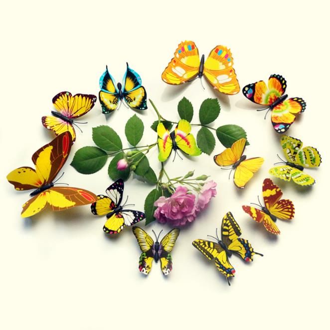 

12Pcs 3D Красочные бабочки стены стикер холодильник Магнит Главная декор Art Applique