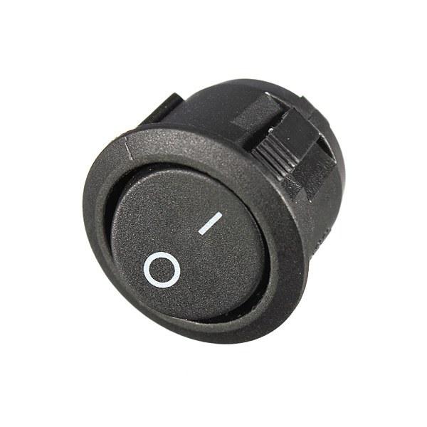 10PCS Mini Round Black 2 Pin SPST ON-OFF Rocker Switch Button Diameter 23mm 