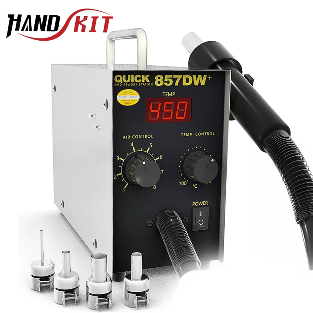 [EU Direct]HANDSKIT 857DW Heat Guns Digital Display Soldering Station Temperature Control Hot Air Gun Portable Home Elec