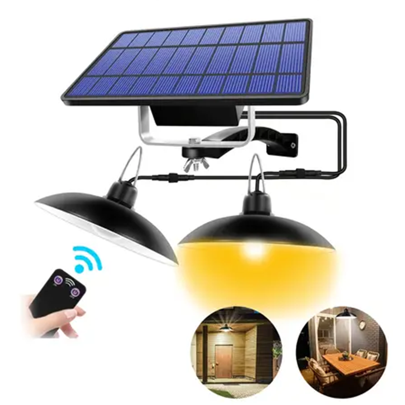 Solar Pendant Light Indoor Outdoor Solar Powered LED Shed Light Barn Lights With Remote Control For Garage Garden Porch