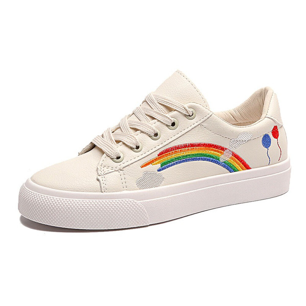 

Women Low Top Rainbow Comfy Wearable Casual Flat Court Sneakers