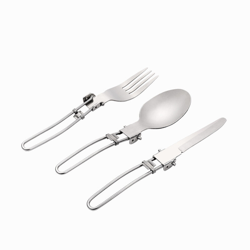 CAMPOUT 3 Pcs Tableware Set Stainless Steel Knife Fork Spoon Dinnerware Set Portable Outdoor Camping Picnic with Storage Bag