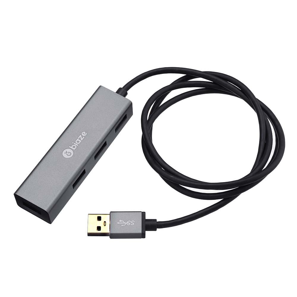 BIAZE HUB4 Aluminium USB 3.0 naar 4 poorten USB 3.0 OTG HUB-adapter 1M