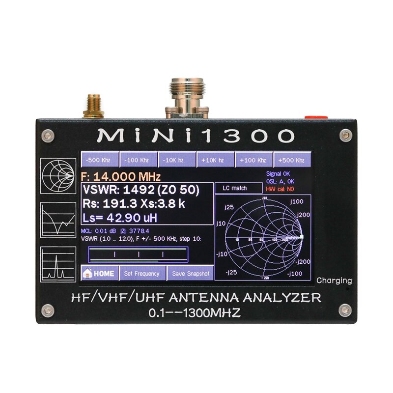 Originele MINI1300 Antenne Analyzer met Tf-kaart 4,3 Inch TFT LCD Druk 0.1-1300 MHz Frequentie HF VH