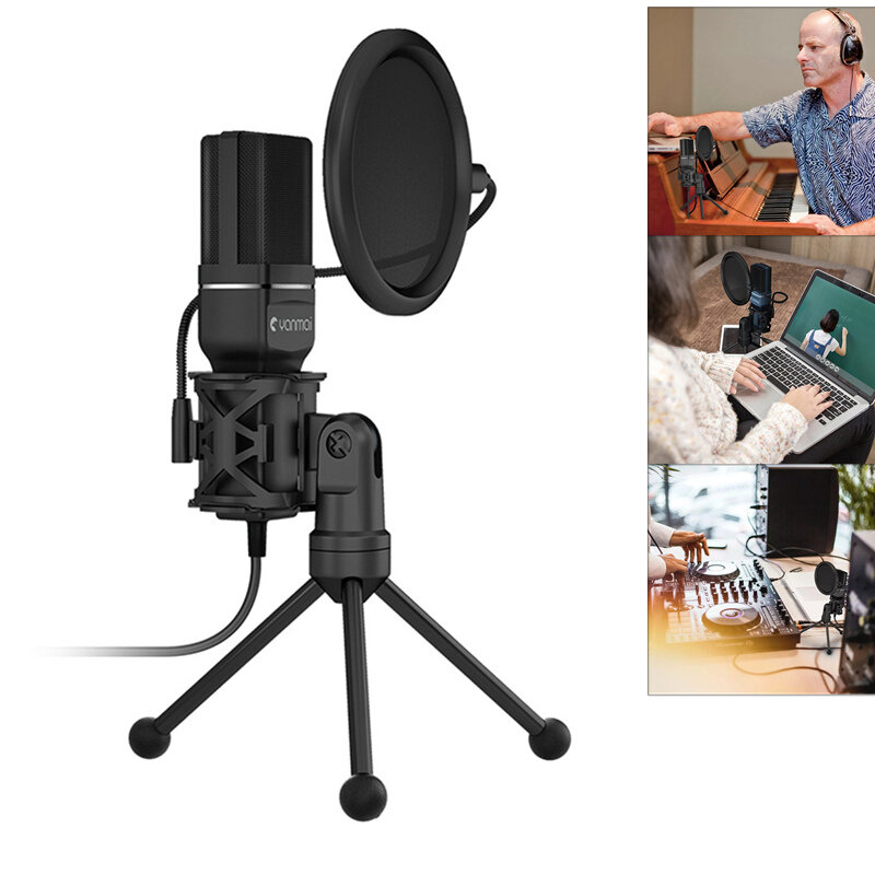 

Bakeey SF-777 Desktop USB Microphone Gaming Computer Condenser with Folding Stand Tripod Filter for PC Video Recording M